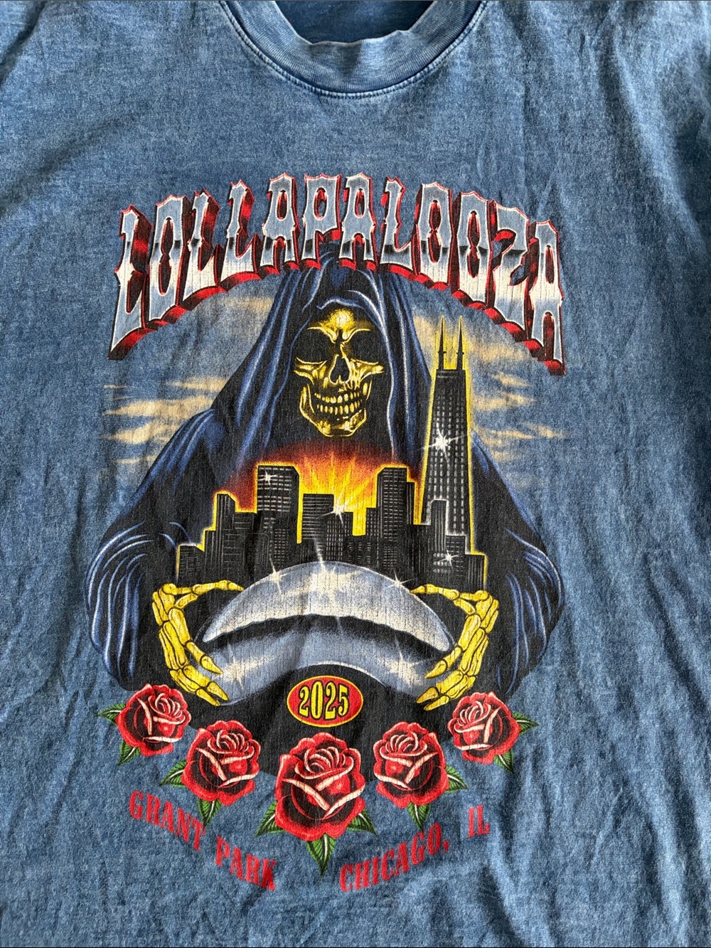 Lollapalooza 2025 Graphic Tee - Blue Mens Shirt - Gem